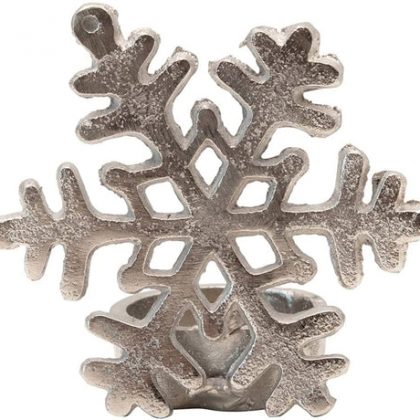 Decorative Silver Metal Snowflake Tealight Candle Holder - Elegant Country Christmas Home Decor for Tabletops, Kitchen Counter, Weddings, Restaurants - Rustic Glam Winter Decorations